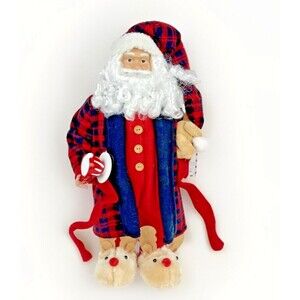 North Pole Trading Co Christmas Santa Claus Figurine Holiday Decor Pajamas 18in